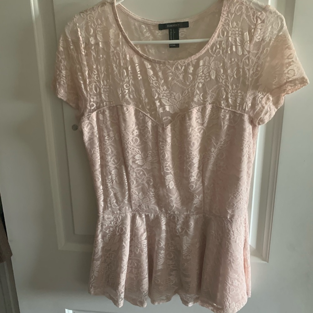Pink peplum lace top